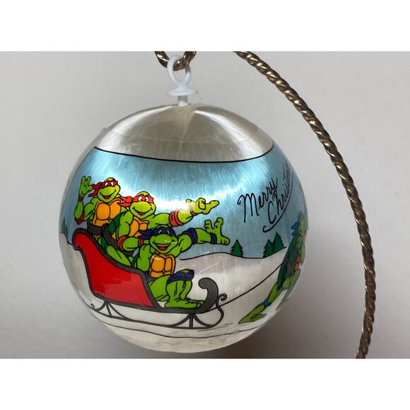 VTG Teenage Mutant Ninja Turtles TMNT Spun Satin Christmas Ball Ornament Snow - Picture 6 of 7